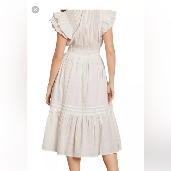 Sam Edelman Kenna Pink Ruffle Midi Dress. Size Small Cotton Pullover V Neck - Picture 9 of 17